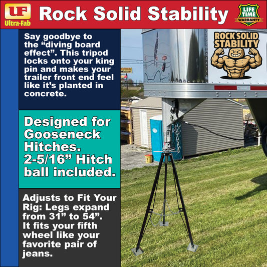 Ultra-Fab Tripod Stabilizer – Gooseneck, Heavy-Duty RV Support (19-950450)
