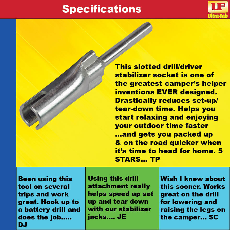 Ultra-Fab Drill Attachment T-Slot – Power Drill Adapter for RV Jacks (48-979071)