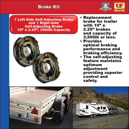 Brake Kit (2 Self-Adjusting Brakes 10" x 2.25") 3500lb Capacity (48-979605) image 1