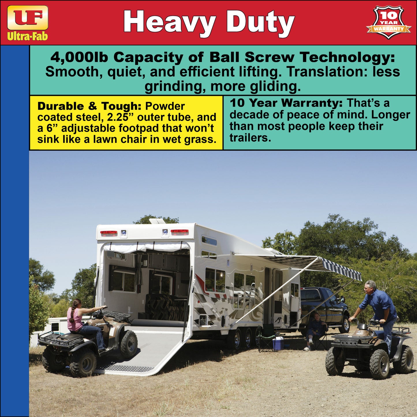 Ultra-Fab Phoenix Series Electric Tongue Jack – 4,000 lb Capacity (38-944040)