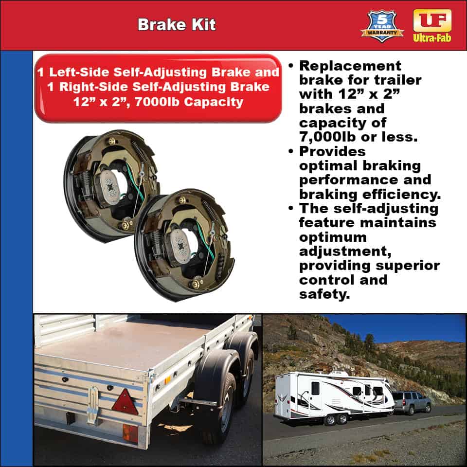 Brake Kit (2 Self-Adjusting Brakes 12" x 2") 7000lb Capacity (48-979613) image 1