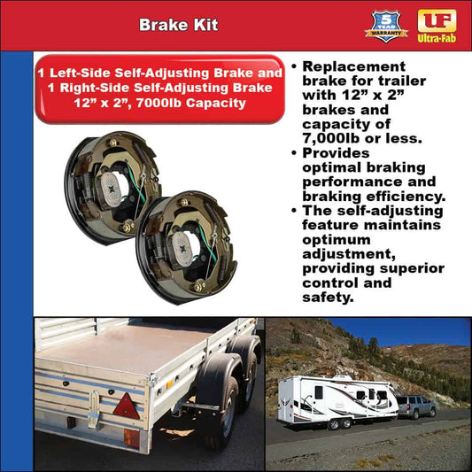 Brake Kit (2 Self-Adjusting Brakes 12" x 2") 7000lb Capacity (48-979613) image 1