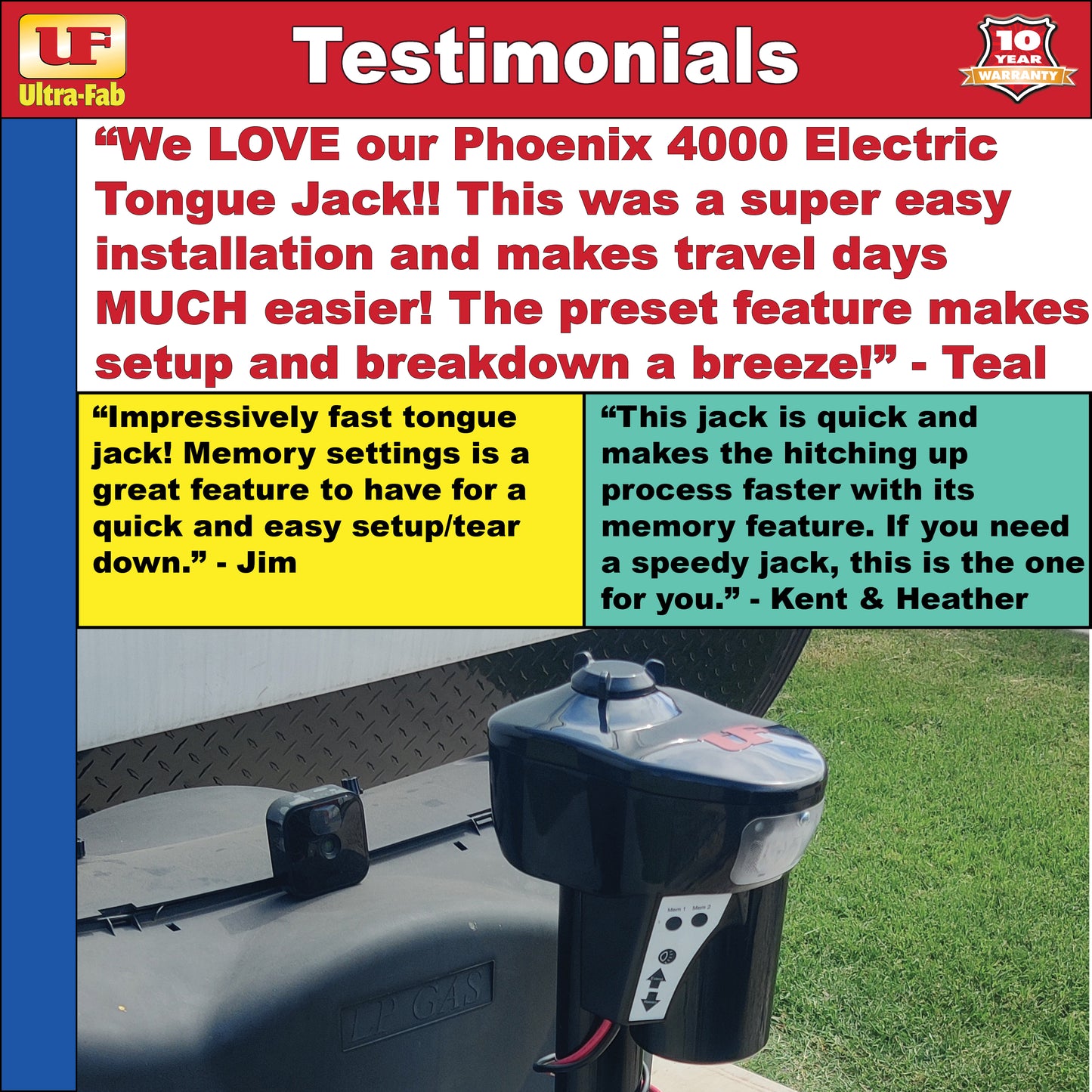 Ultra-Fab Phoenix Series Electric Tongue Jack – 4,000 lb Capacity (38-944040)