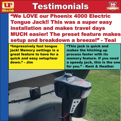 Ultra-Fab Phoenix Series Electric Tongue Jack – 4,000 lb Capacity (38-944040)