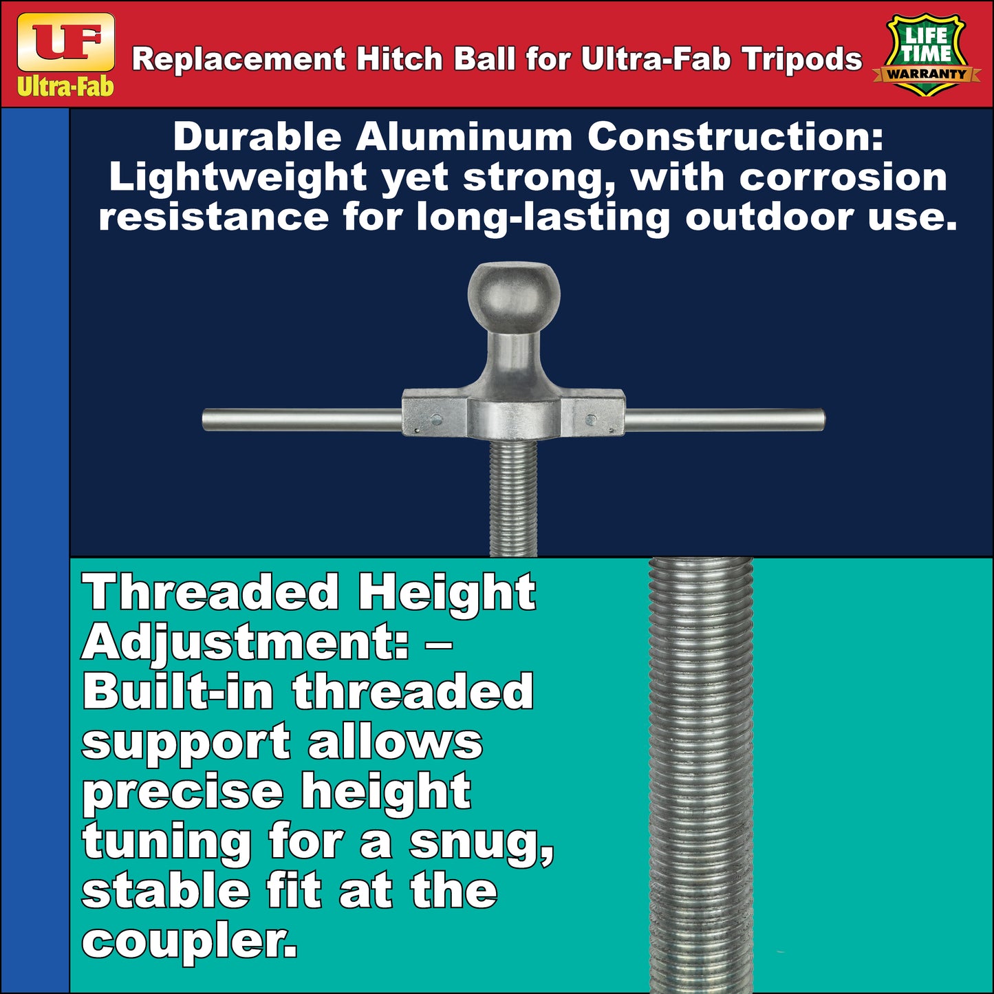 Ultra-Fab Gooseneck Ball – 2-5/16", Fits Tripod Stabilizers (19-001057)