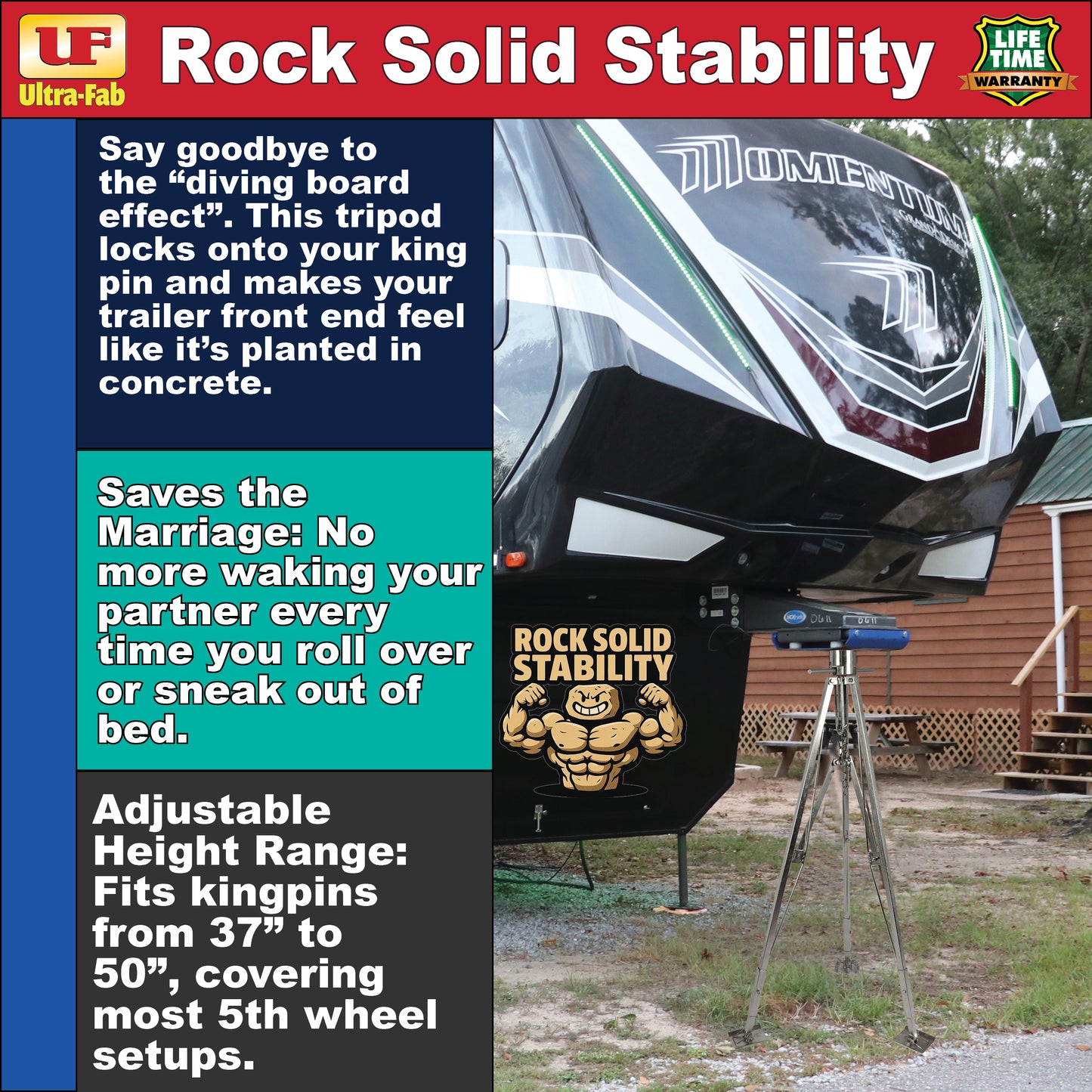 Ultra-Fab Tripod Stabilizer – Steel, Heavy-Duty RV Support (19-950001)