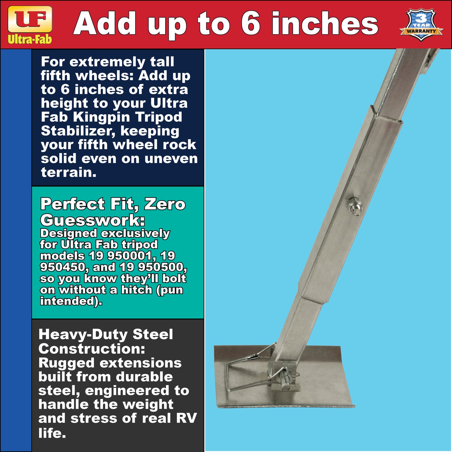 Ultra-Fab Tripod Leg Extensions – Steel, 8" (19-950002)