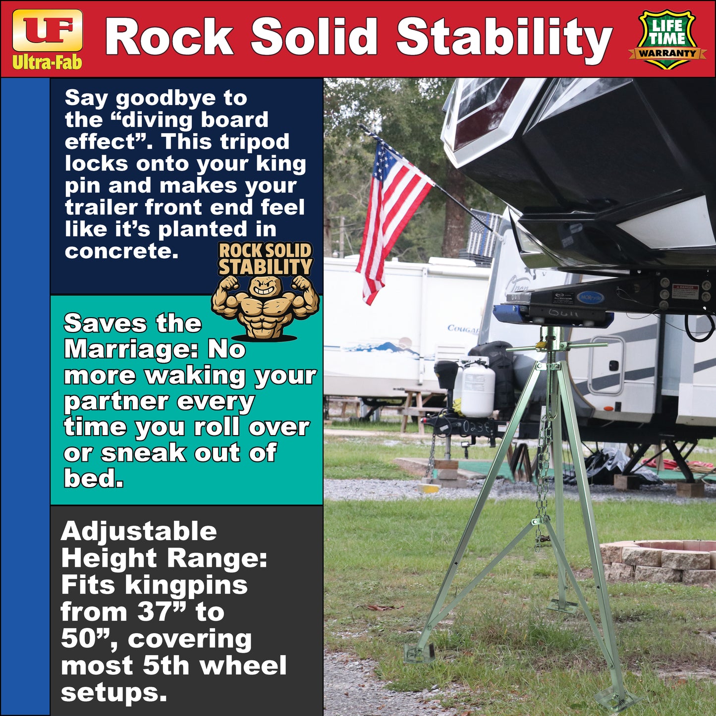 Ultra-Fab Tripod Stabilizer – Aluminum, Lightweight RV Support (19-950200)