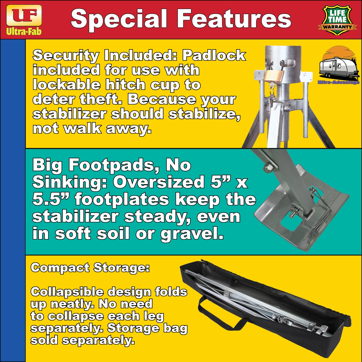 Ultra-Fab Tripod Stabilizer – Aluminum, Lightweight RV Support (19-950200)