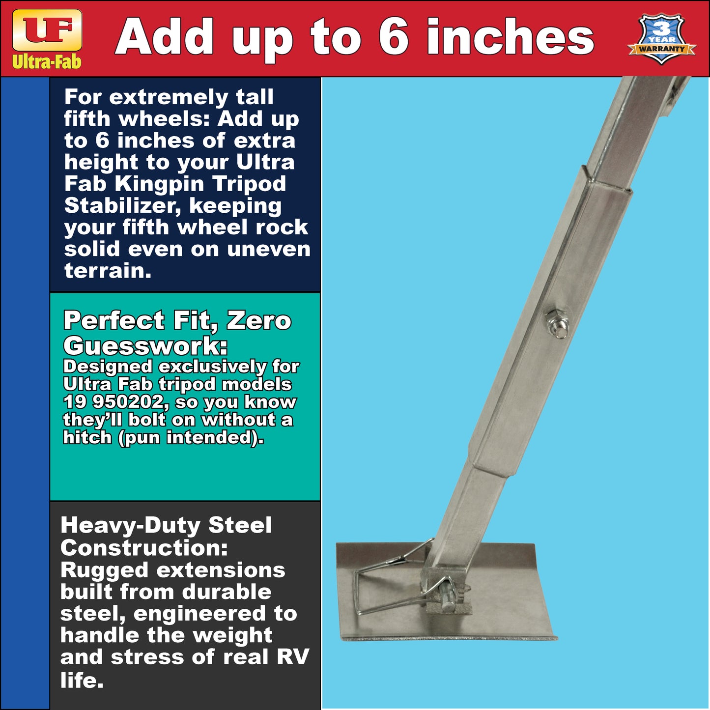 Extension Legs (for Steel tripods UF# 19-950200) 19-950202 (Ultra-Fab Products)