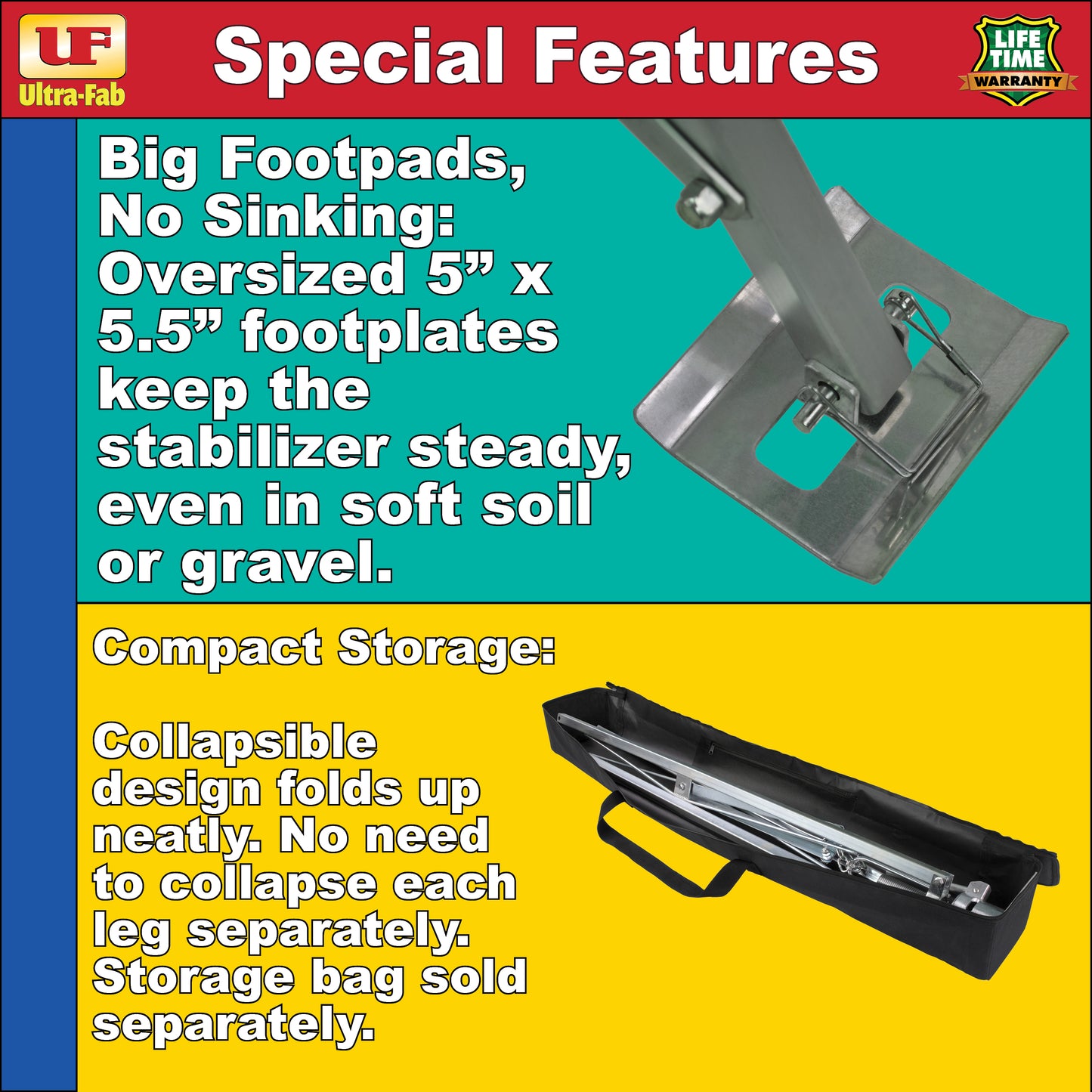 Ultra-Fab Tripod Stabilizer – Gooseneck, Heavy-Duty RV Support (19-950450)