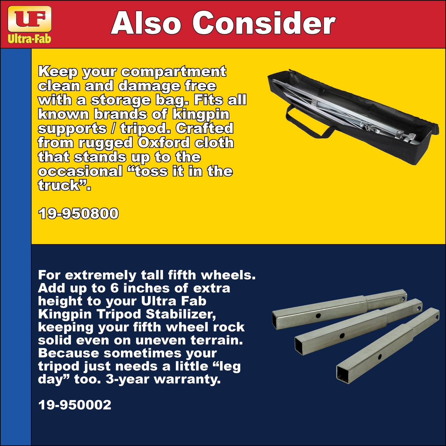 Ultra-Fab Tripod Stabilizer – Gooseneck, Heavy-Duty RV Support (19-950450)