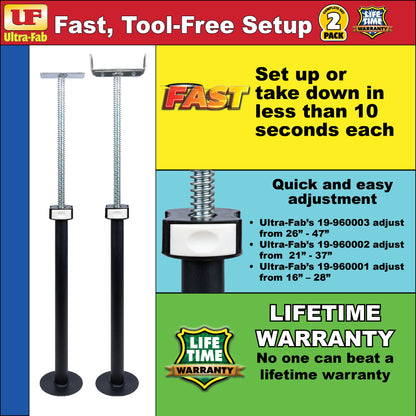 Ultra-Fab Slide-Out Supports – Adjustable 21"–37", Heavy-Duty RV Stabilizers (19-960002)