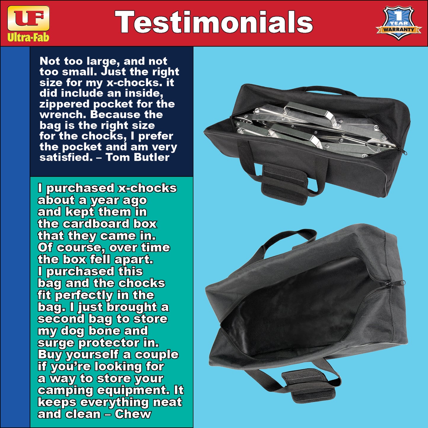 Ultra-Fab Storage Bag – Fits All Known Brands and Sizes of Tire Locking Chocks (21-001097)