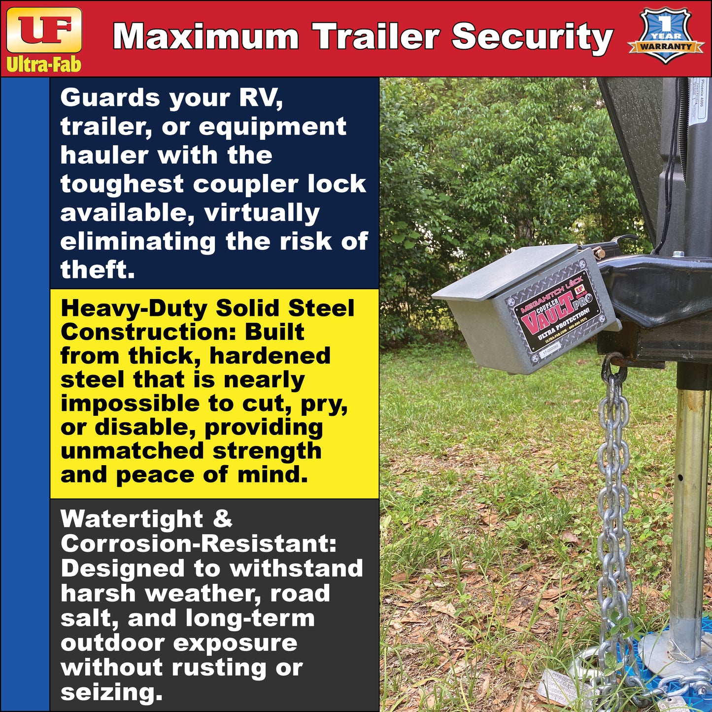 Ultra-Fab MegaHitch Coupler Vault Combo Kit – Heavy-Duty Trailer Security (35-946510)