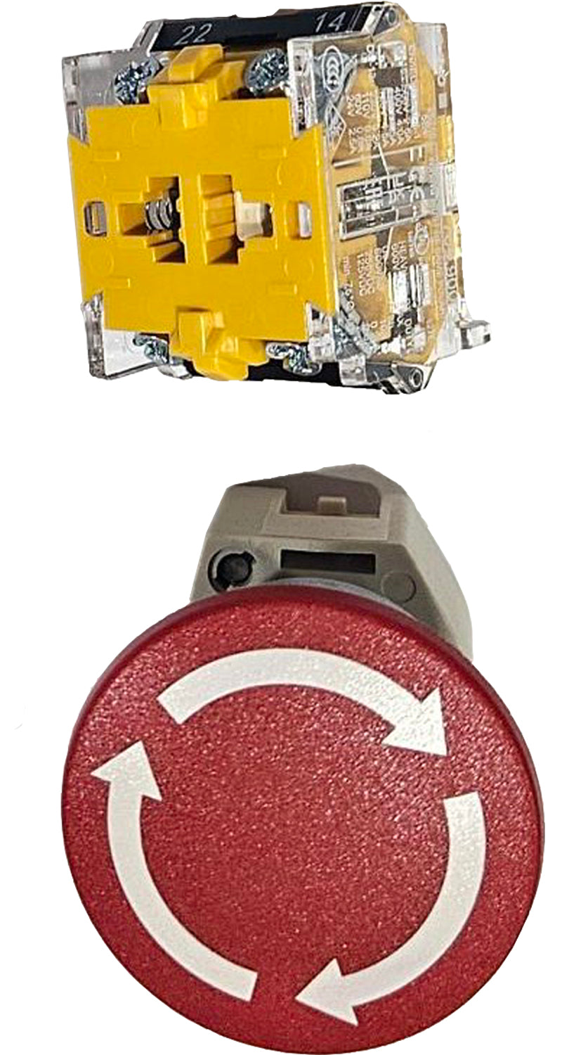 Ultra-Fab red emergency switch with actuator contact block for RV Power Mover