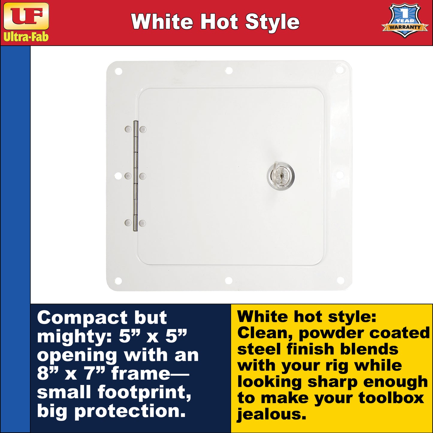 Ultra-Fab Universal RV Access Door – White Finish, Exterior Hatch for Storage & Utility (48-979009)