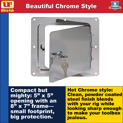 Ultra-Fab Universal RV Access Door – Chrome Finish, Exterior Hatch for Storage & Utility (48-979010)