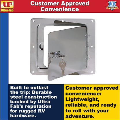 Ultra-Fab Universal RV Access Door – Chrome Finish, Exterior Hatch for Storage & Utility (48-979010)