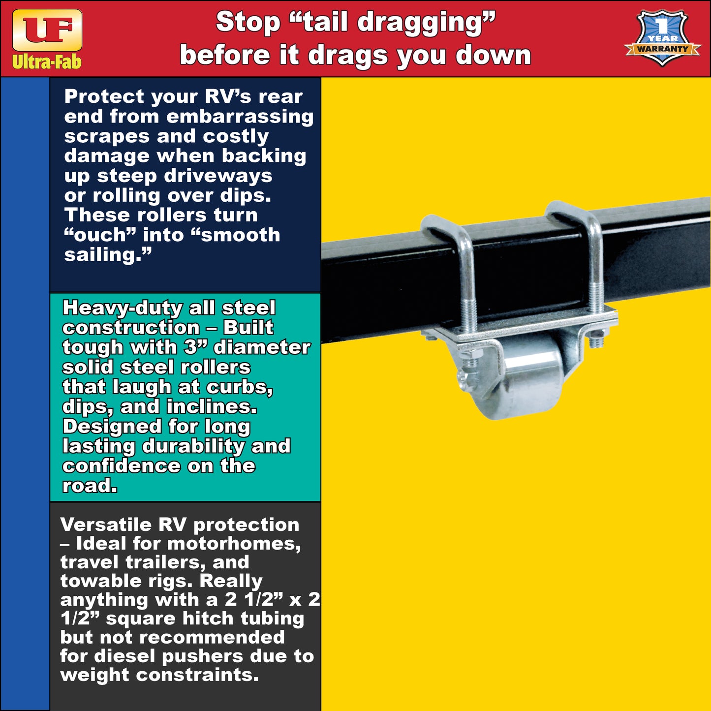 Ultra-Fab Skid Roller – Hitch Mount for 2.5" Square Hitch Tube (48-979017)