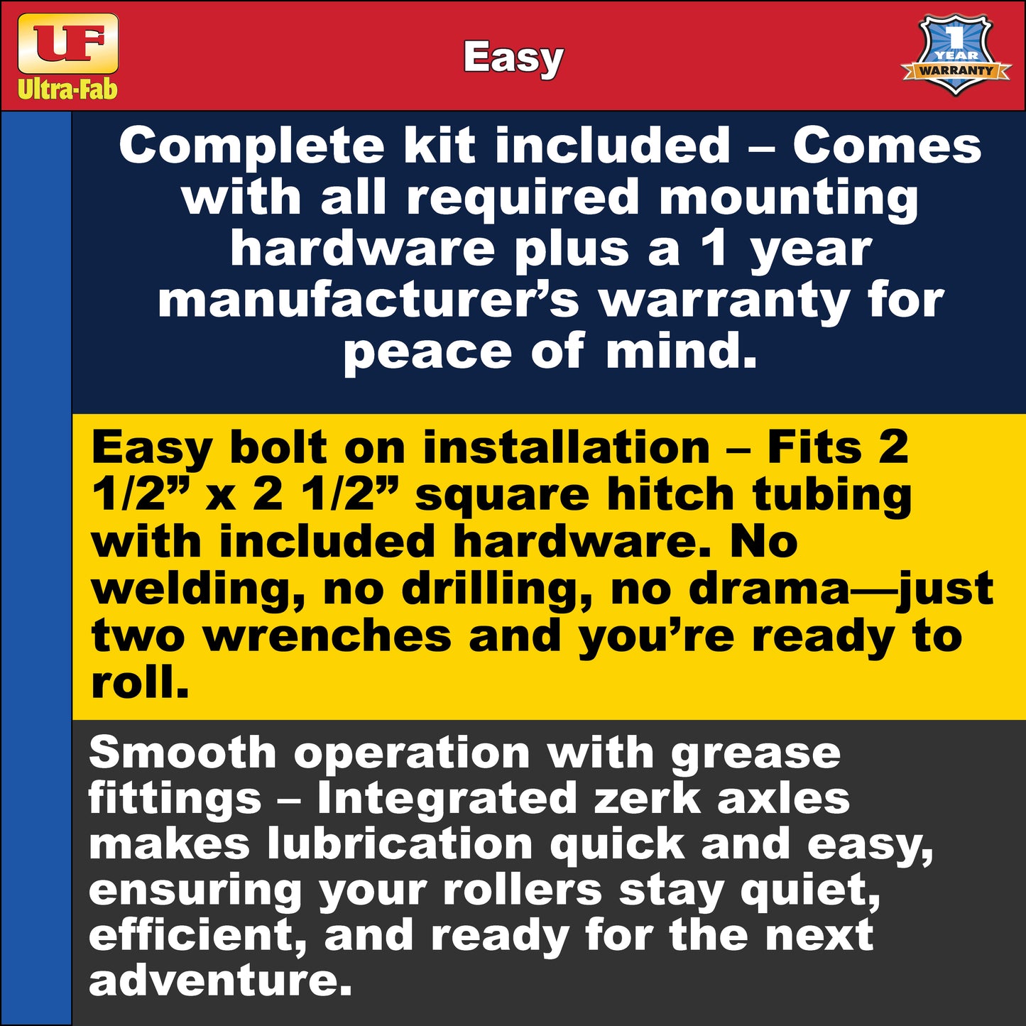 Ultra-Fab Skid Roller – Hitch Mount for 2.5" Square Hitch Tube (48-979017)