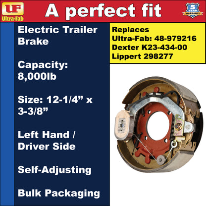 Ultra-Fab Self-Adjusting Trailer Brake Assembly – 12-1/4" x 3-3/8", 8,000 lb, Left Hand (Driver Side), Bulk (48-979216)