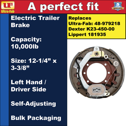 Ultra-Fab Self-Adjusting Trailer Brake Assembly – 12-1/4" x 3-3/8", 10,000 lb, Left Hand (Driver Side), Bulk (48-979218)