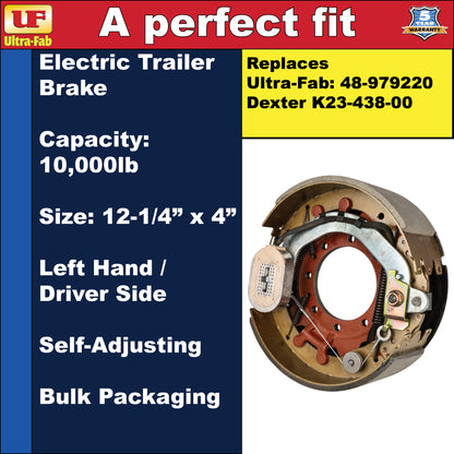 Ultra-Fab Self-Adjusting Trailer Brake Assembly – 12-1/4" x 4", 10,000 lb, Left Hand (Driver Side), Bulk (48-979220)