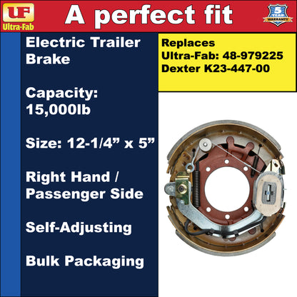 Ultra-Fab Self-Adjusting Trailer Brake Assembly – 12-1/4" x 5", 15,000 lb, Right Hand (Passenger Side), Bulk (48-979225)
