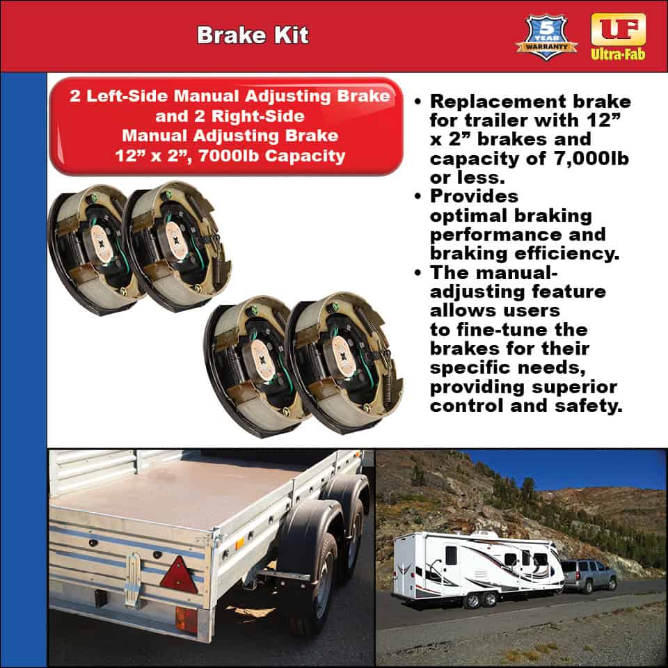 Brake Kit (4 Manual-Adjusting Brakes 12" x 2")  7000lb Capacity (48-979610) image 1