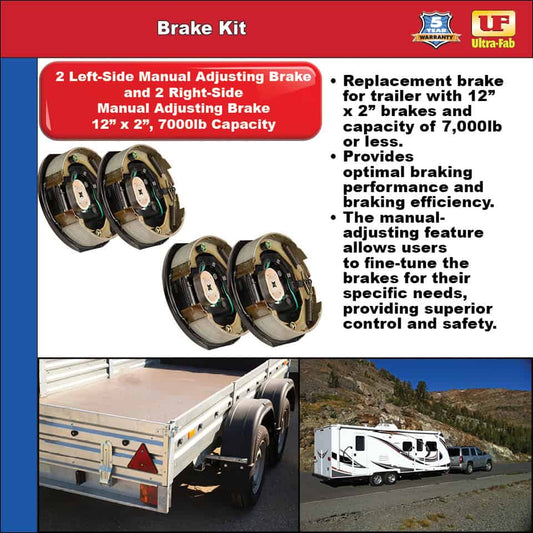 Brake Kit (4 Manual-Adjusting Brakes 12" x 2")  7000lb Capacity (48-979610) image 1