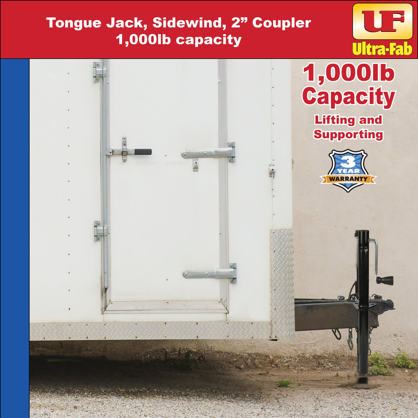 Ultra-Fab Manual Sidewind Tongue Jack – 1,000 lb Capacity (49-954030)