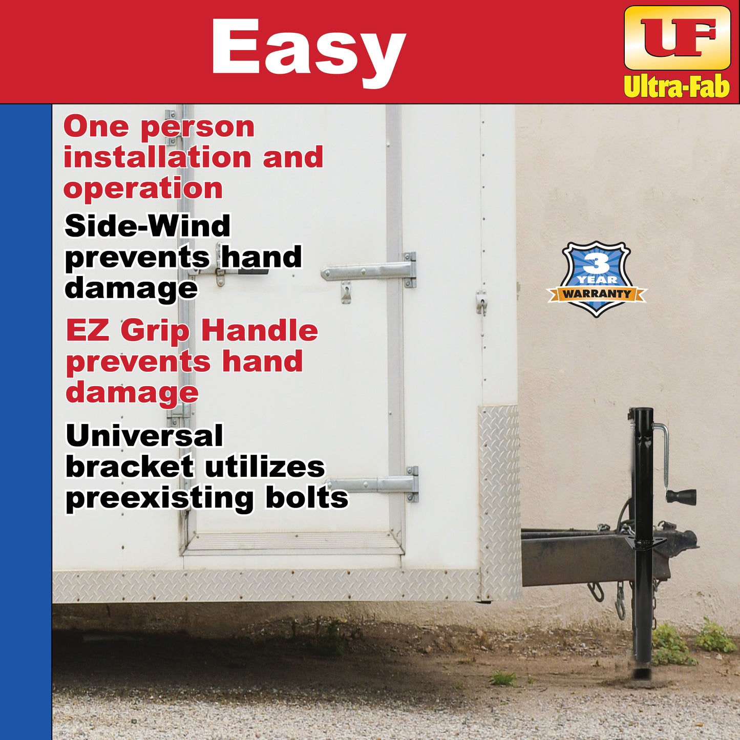 Ultra-Fab Manual Sidewind Tongue Jack – 1,000 lb Capacity (49-954030)