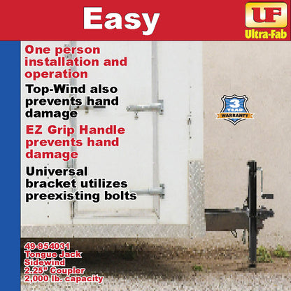 Tongue Jacks (Manual, Sidewind, 2000 lb capacity, 2-1/4” tube) 49-954031 (Ultra-Fab Products)