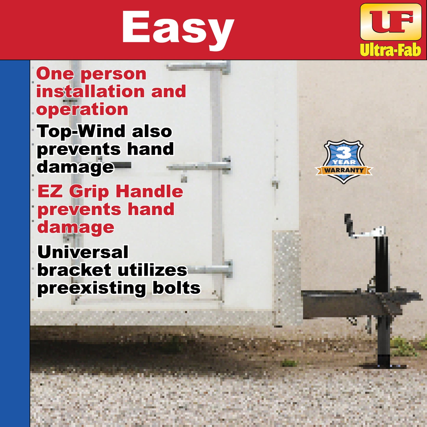 Ultra-Fab Manual Sidewind Tongue Jack – 2,000 lb Capacity (49-954031)