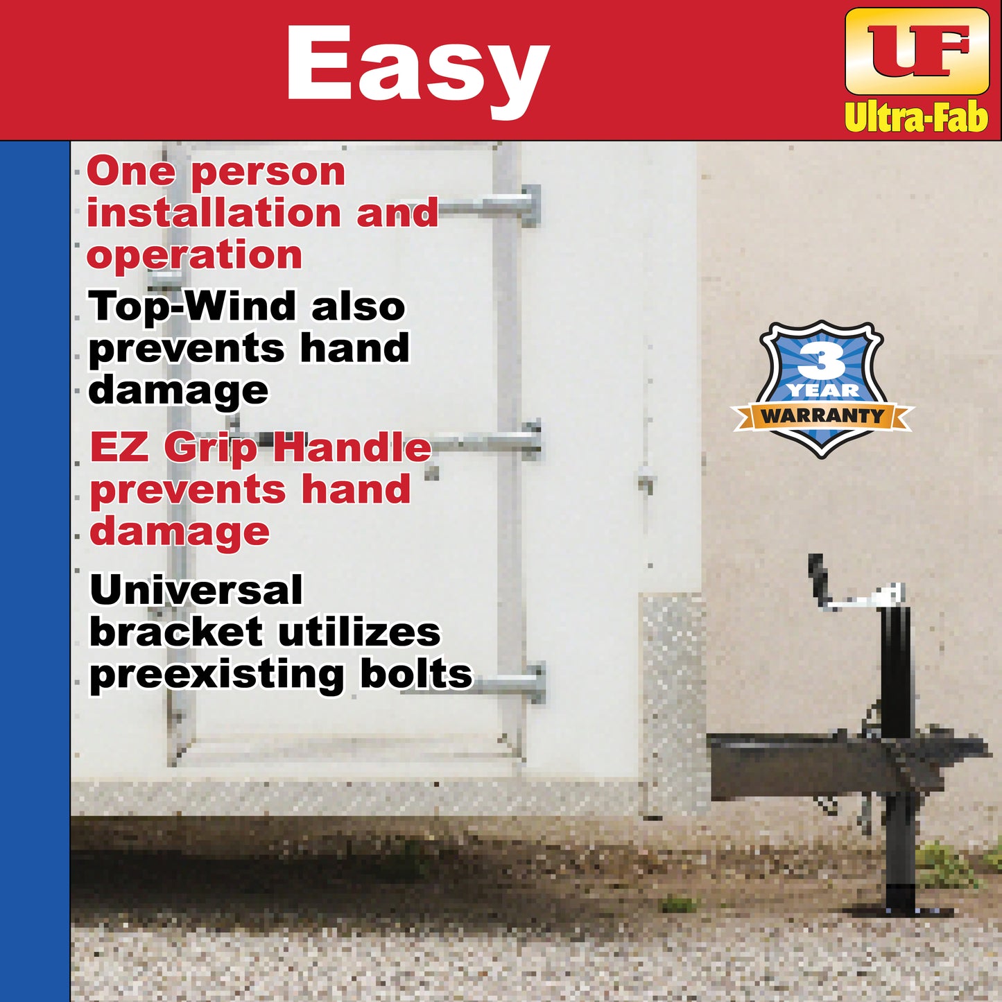 Ultra-Fab Manual Topwind Tongue Jack – 5,000 lb Capacity, 2.25" Tube (49-954050)