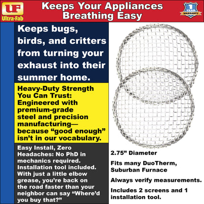 Ultra-Fab Bug Stopper – Fits DuoTherm & Suburban Furnace, 2-Pack (53-945110)