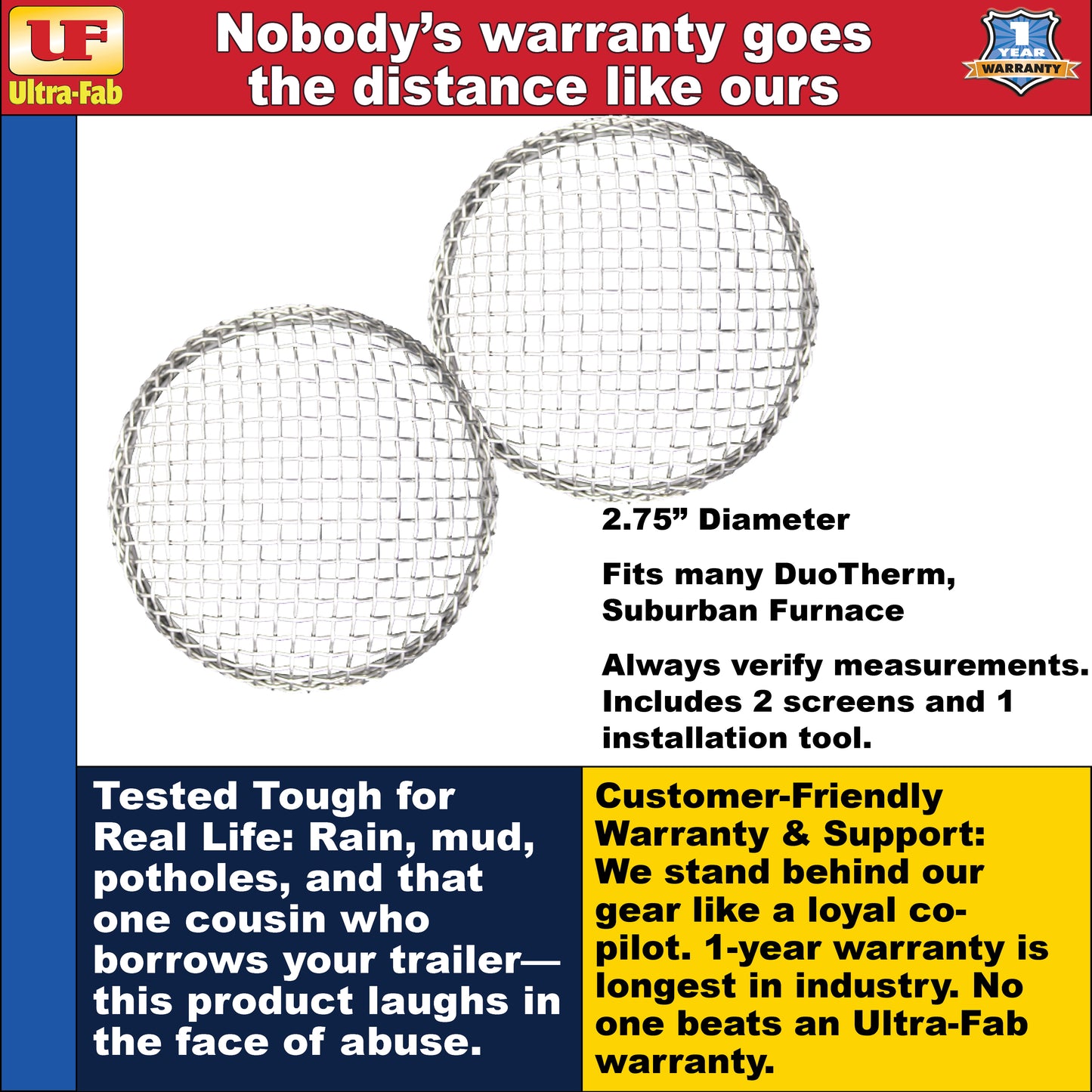 Ultra-Fab Bug Stopper – Fits DuoTherm & Suburban Furnace, 2-Pack (53-945110)