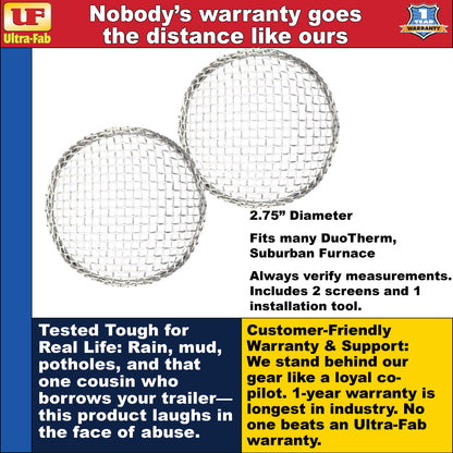 Ultra-Fab Bug Stopper – Fits DuoTherm & Suburban Furnace, 2-Pack (53-945110)