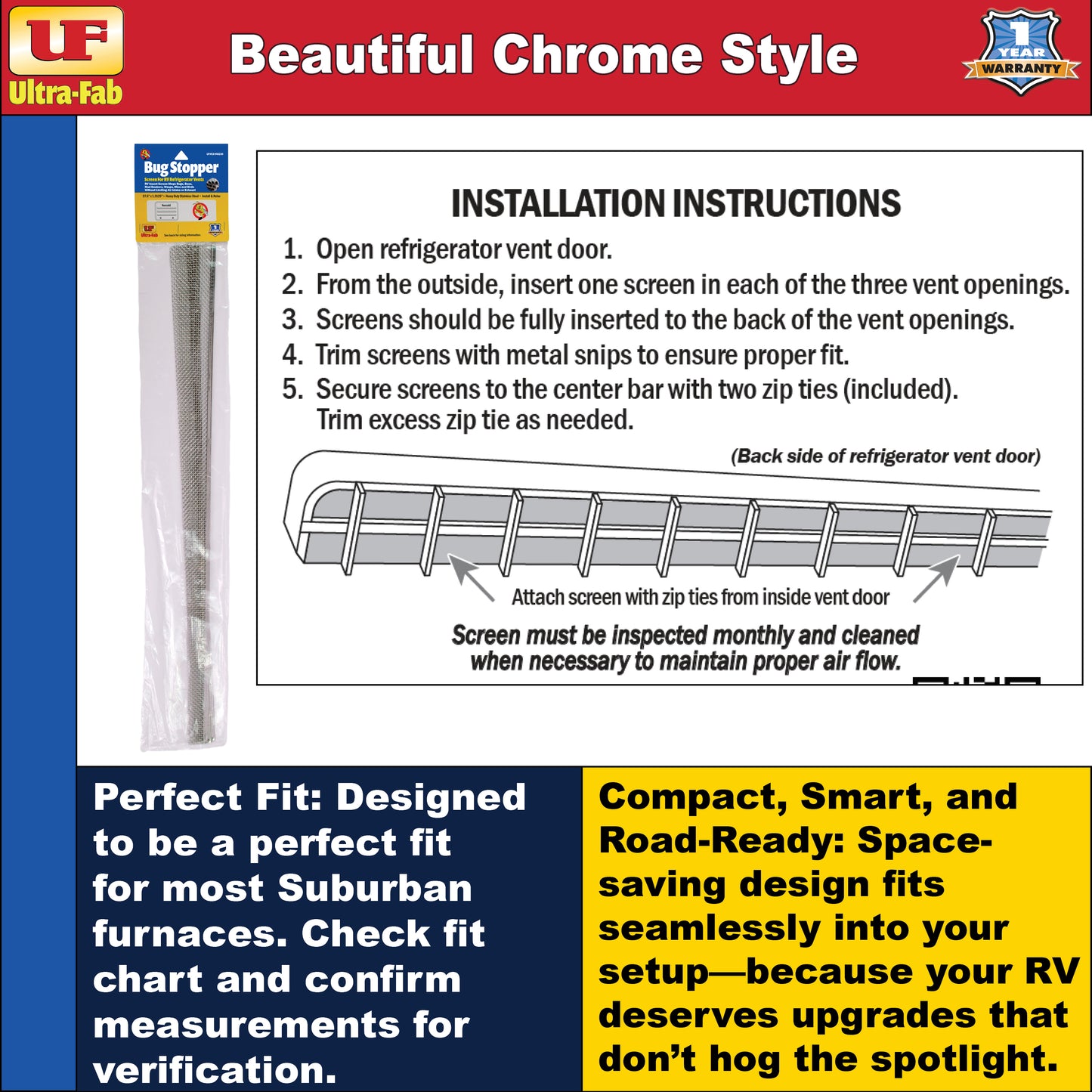 Ultra-Fab Bug Stopper – Fits Norcold Refrigerator (53-945230)