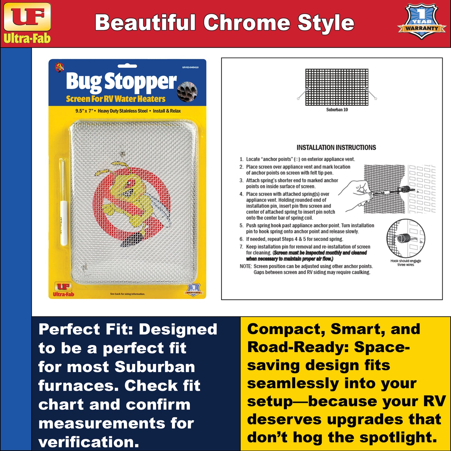 Ultra-Fab Bug Stopper – Fits Suburban 10 gal Water Heater (53-945410)