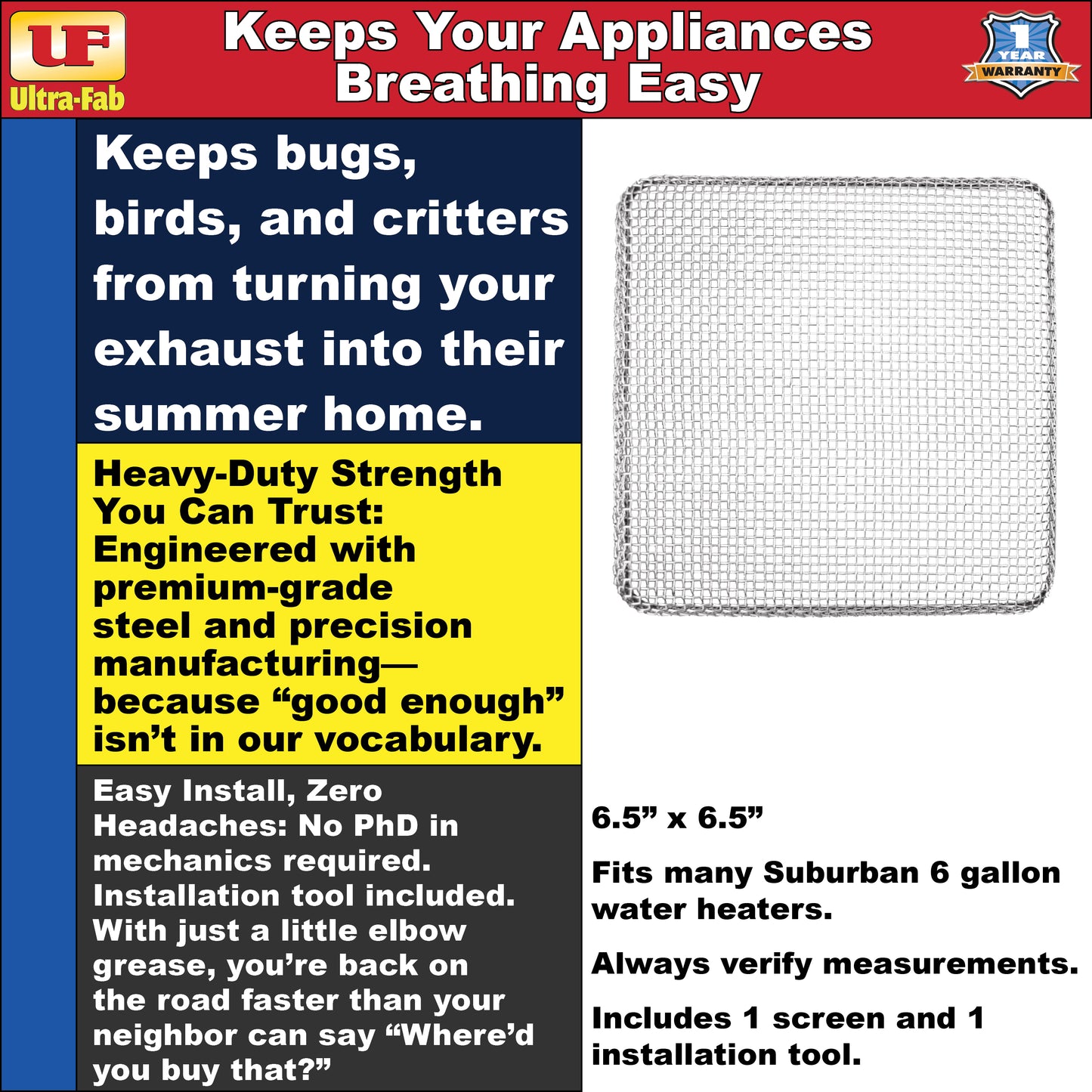 Ultra-Fab Bug Stopper – Fits Suburban 6 gal Water Heater (53-945420)