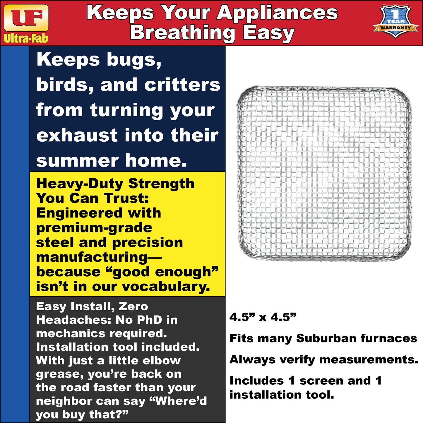 Ultra-Fab Bug Stopper – Fits Suburban Furnace (53-945430)