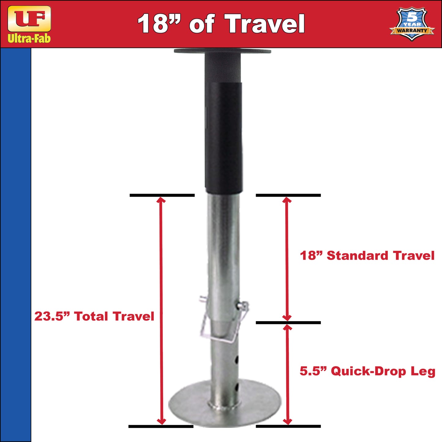 Tongue Jack - Ultra Series 3500 (2” or 2-/14” tube with 7-way connection) 38-944037 (Ultra-Fab Products)
