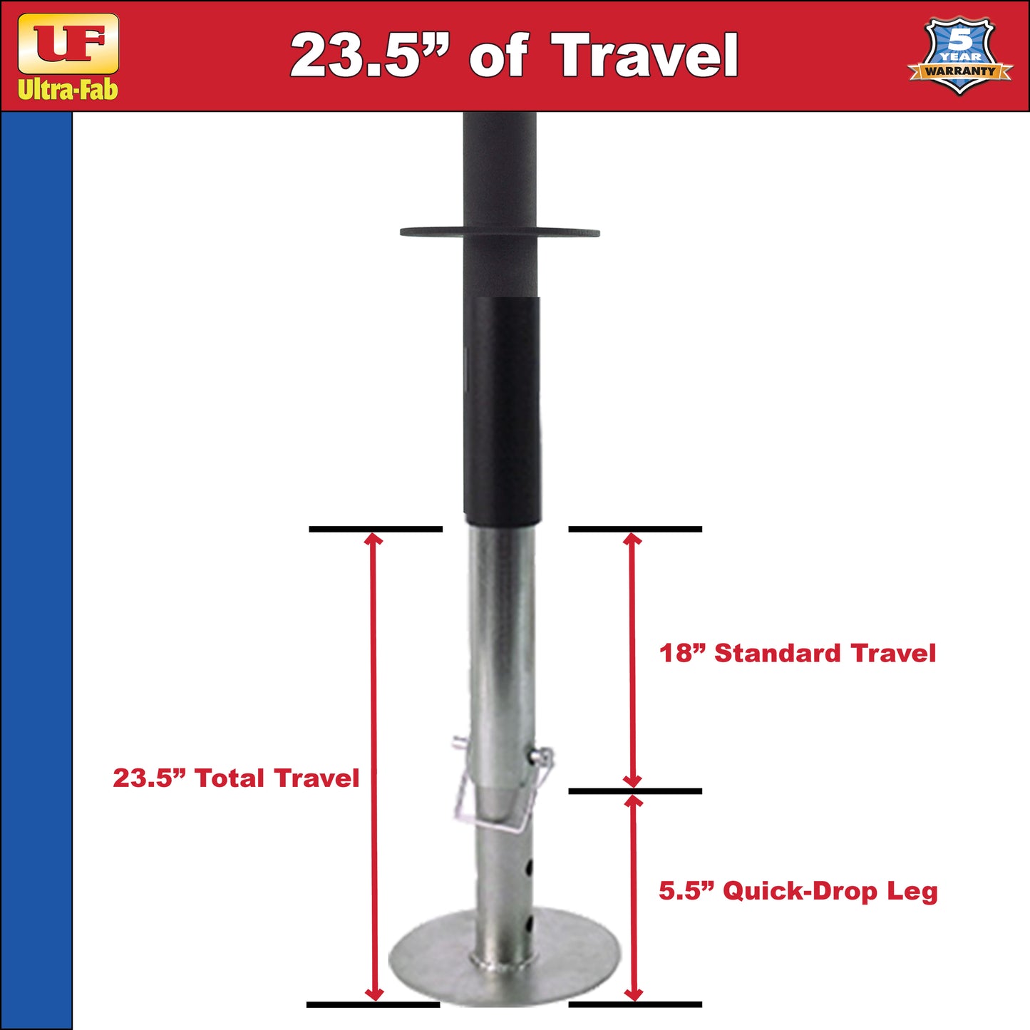 Tongue Jack - Ultra Series 3500 (2-1/4” tube & drop leg) 38-944060 (Ultra-Fab Products)
