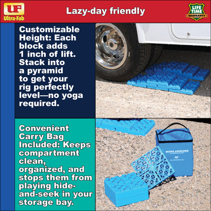 Ultra-Fab RV Leveling Blocks – 4-Pack, Heavy-Duty Interlocking Design (48-979050)
