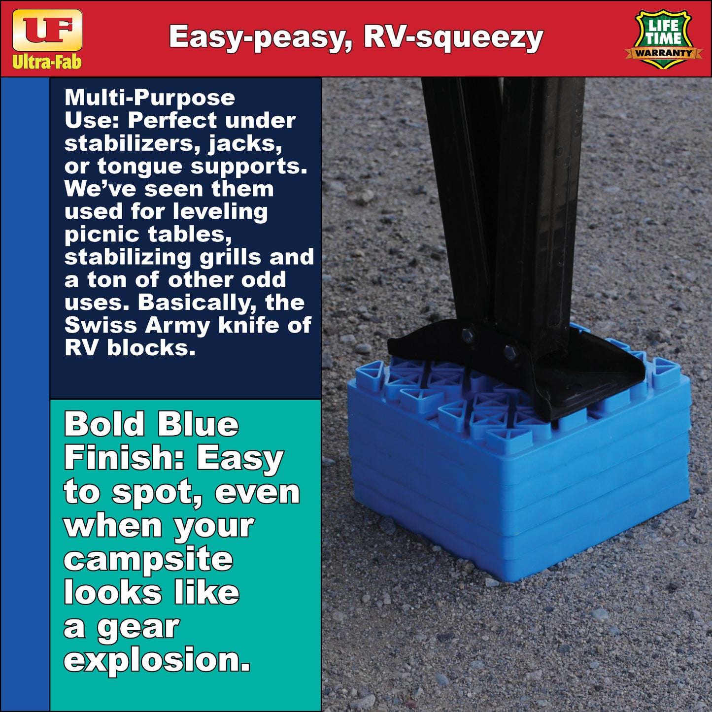 Ultra-Fab RV Leveling Blocks – 4-Pack, Heavy-Duty Interlocking Design (48-979050)