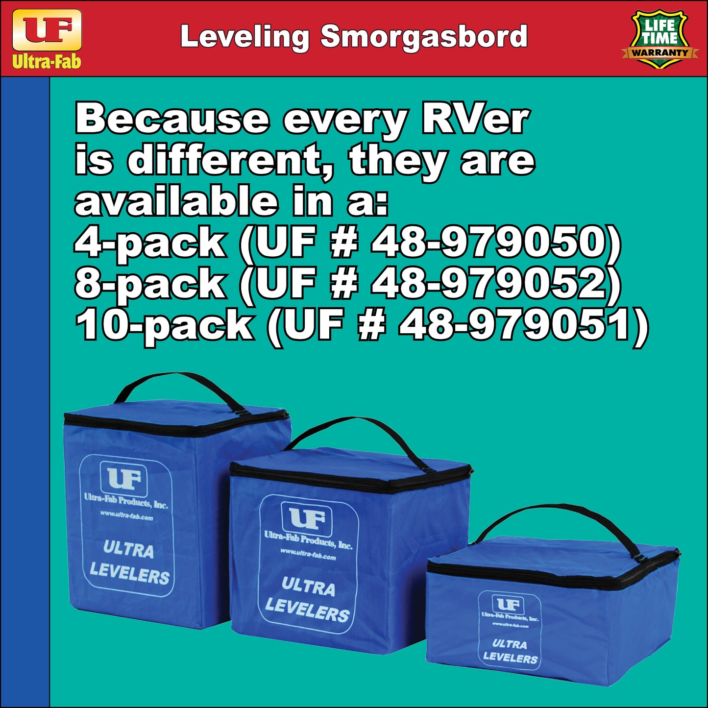 Ultra-Fab RV Leveling Blocks – 4-Pack, Heavy-Duty Interlocking Design (48-979050)