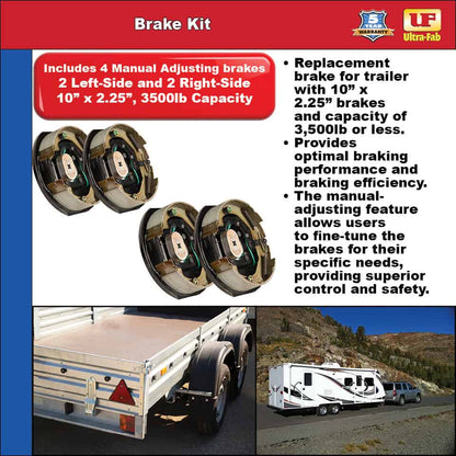 Brake Kit (4 Self-Adjusting Brakes 10" x 2.25") 3500lb Capacity (48-979606) image 1