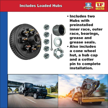 Brake & Hub Kit (2 Manual-Adjusting Brakes 12" x 2" AND 2 Loaded Hubs, 12")  7000lb Capacity (48-979611) image 3